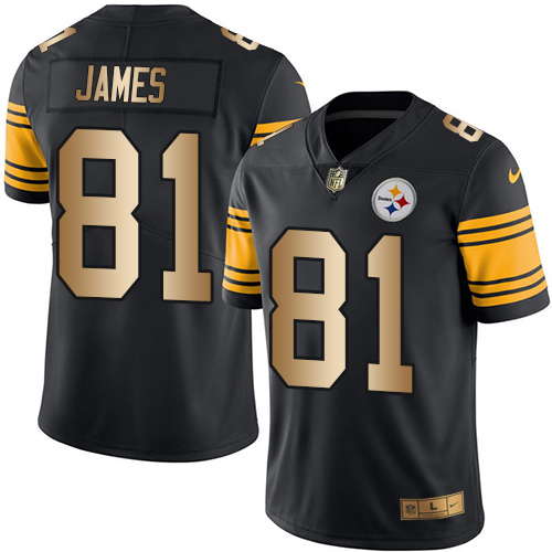 Nike Steelers #81 Jesse James Black Men's Stitched NFL Limited Gold Rush Jersey